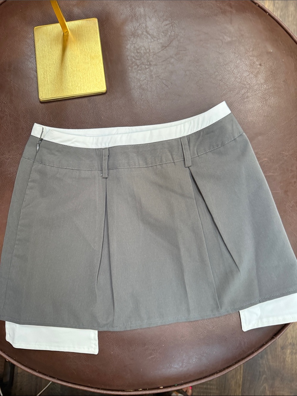 PrettyLittleThing Gray and White Mini Skirt